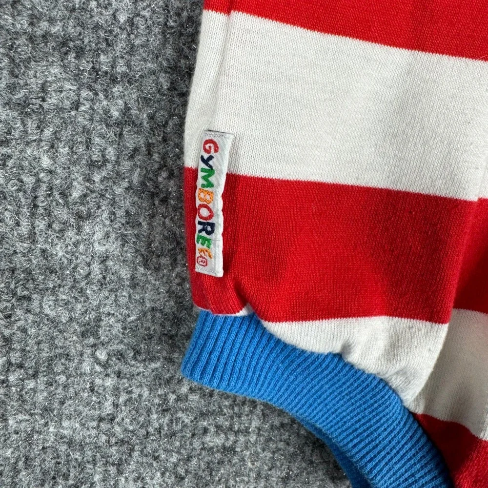 Gymboree Romper Baby Size Small Red White Striped Blue Polo Collar Sailboat Boat